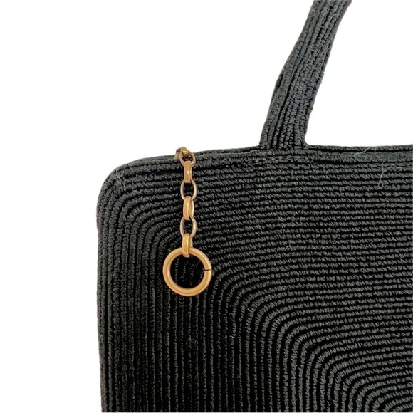 Vintage Black Woven Fabric Evening Bag - Picture 3 of 5